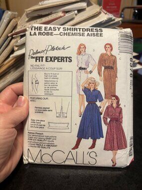 McCall’s 6376 Palmer/Pletsch Easy Shirtdress Sewing Pattern Sizes 10 Misses Dres